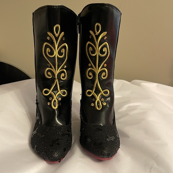 NEW Disney Store Anna Boots Sequin Costume Shoes Girl Child Frozen US 9/10 - Picture 9 of 14